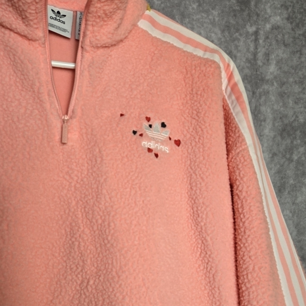 Adidas Originals Womens Teddy Bear Polar Fleece HALF ZIP Shirt size 10 - Picture 3 of 3